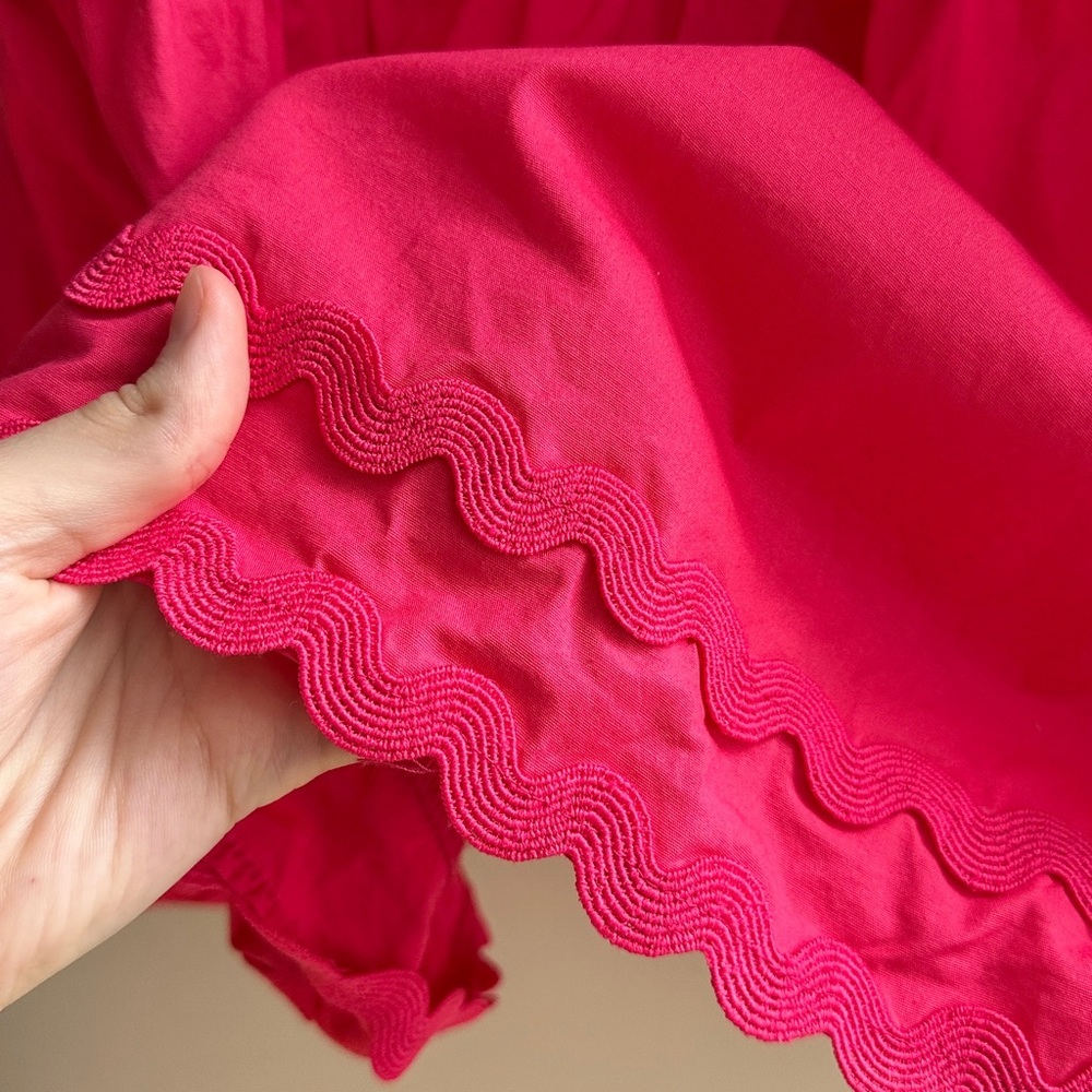 crown & ivy Plus Size Tiered Midi Short Sleeve Dress, Coral Vivid, Size 1X - Picture 14 of 16